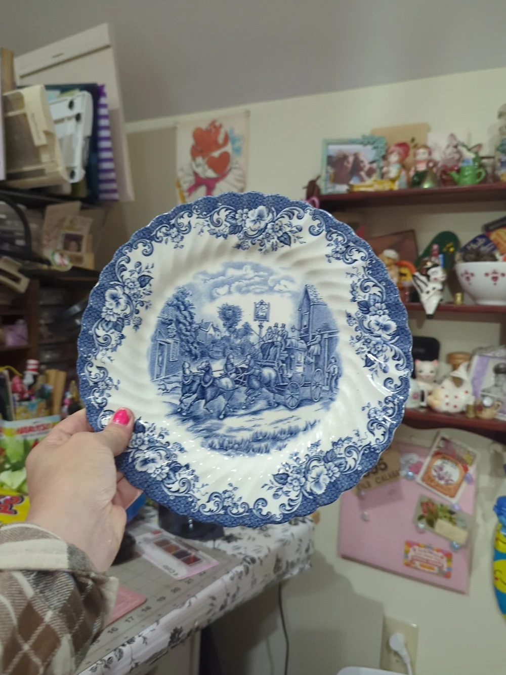 Blue & White Decorative Transferware Plate - Classic Scenic Design